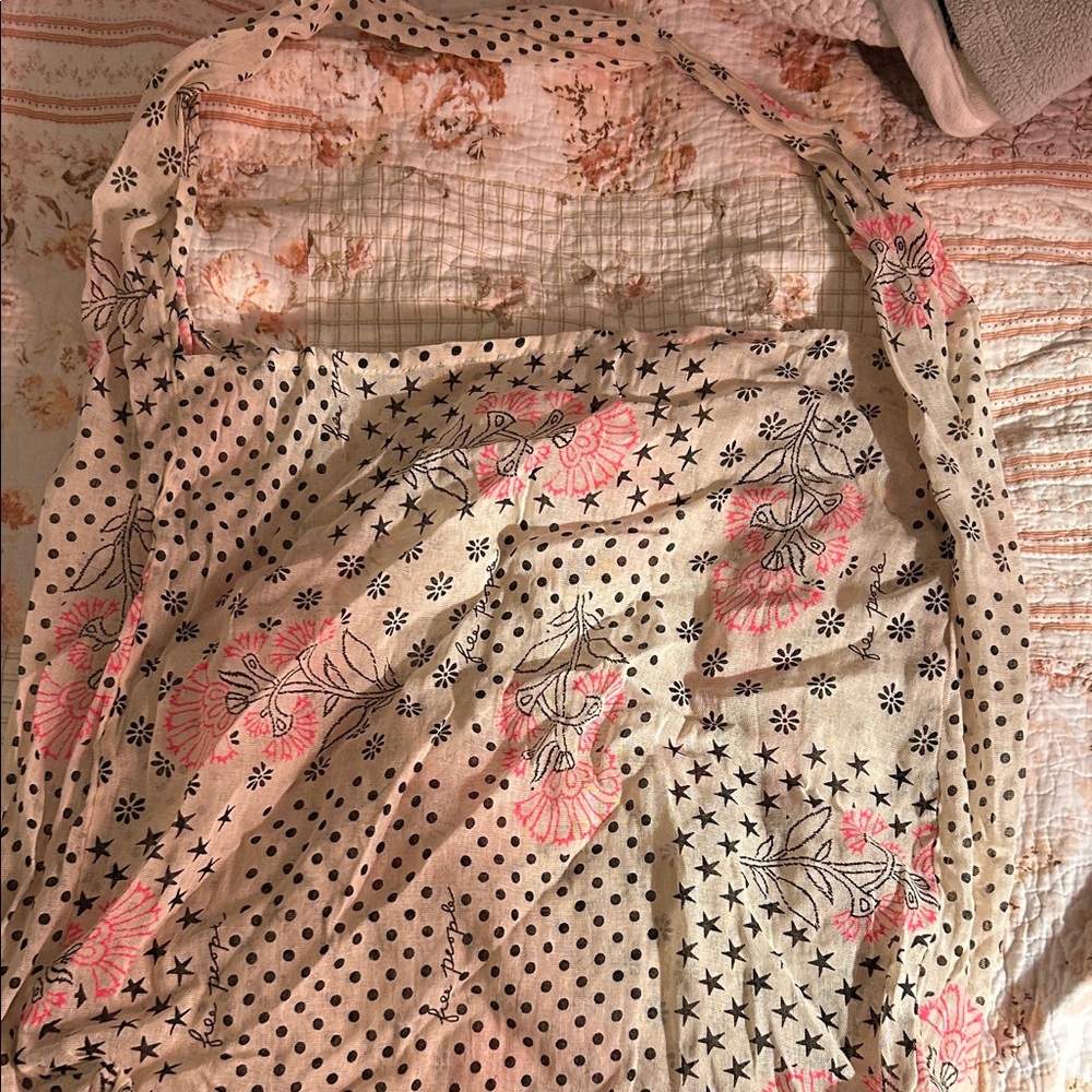 Free People Cream and Pink Tote Bag